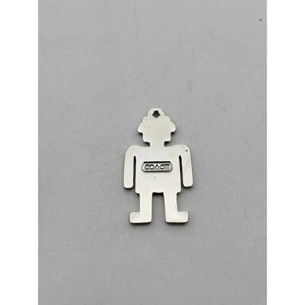 COACH Robot Keychain Silver And Green Metal Charm For Coach Purse Or Bag